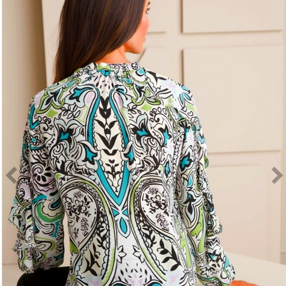 Chico Black Label Ruffled Blouse Sz M - Picture 2 of 4